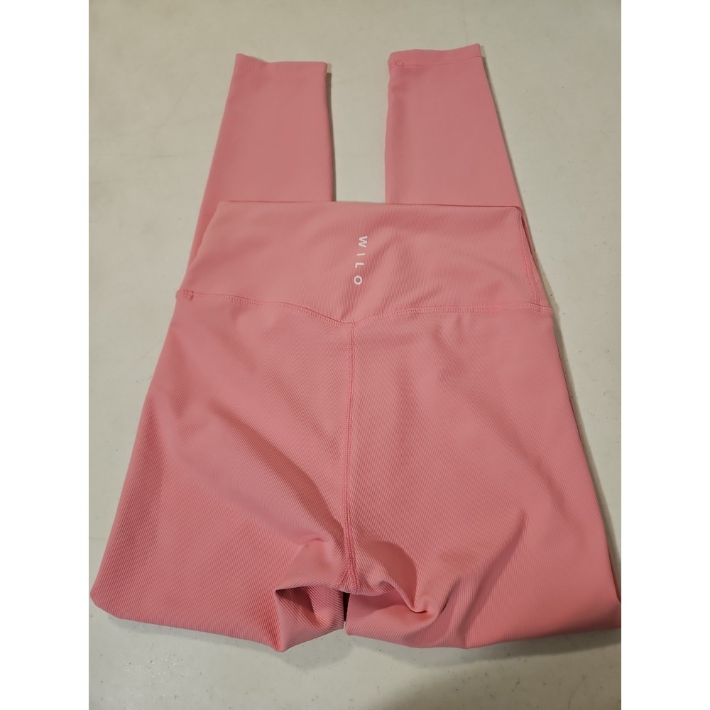 Wilo The Label Pink Medium Ribbed High Waisted Activewear Leggings NWOT (2014